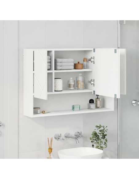 Mobiletto per specchio da bagno Bianco 80 x 17 x 55 cm