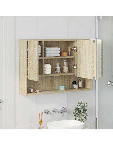 Mobiletto per specchio con porta Rovere Sonoma 80 x 17 x 55 cm