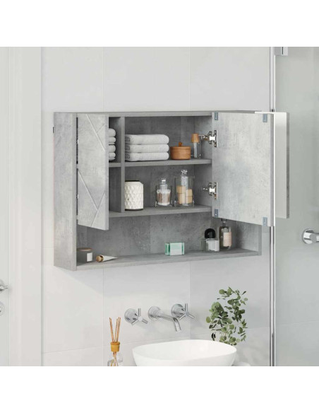 Mobiletto per specchio con porta Grigio cemento 80 x 17 x 55 cm