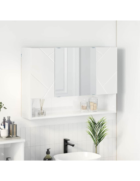 Mobiletto per specchio da bagno Bianco lucido 80 x 17 x 55 cm