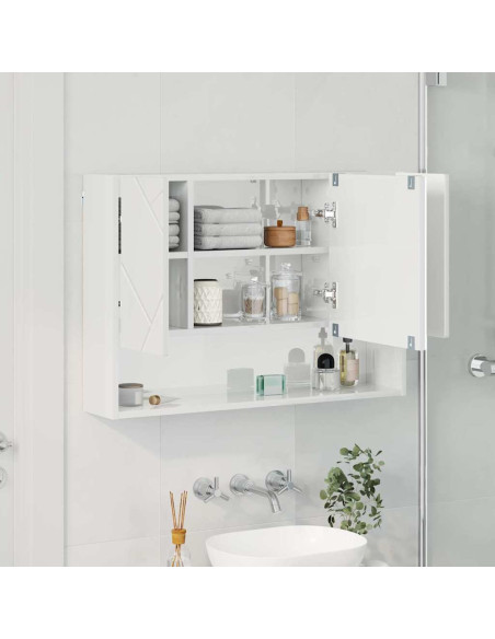 Mobiletto per specchio da bagno Bianco lucido 80 x 17 x 55 cm