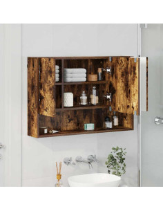 Mobiletto per specchio con porta Rovere fumé 80 x 17 x 55 cm 2