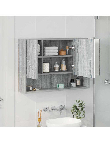 Mobiletto per specchio con porta Grigio Sonoma 80 x 17 x 55 cm