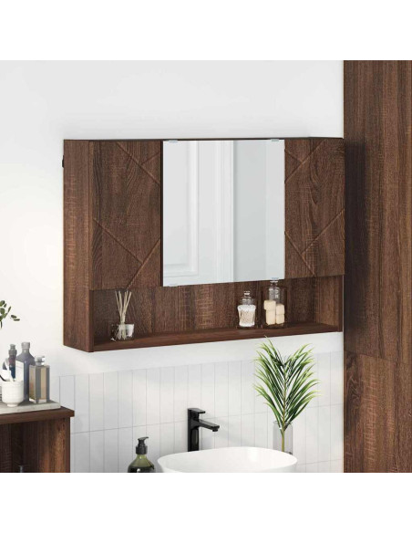 Mobiletto per specchio da bagno Rovere marrone 80 x 17 x 55 cm