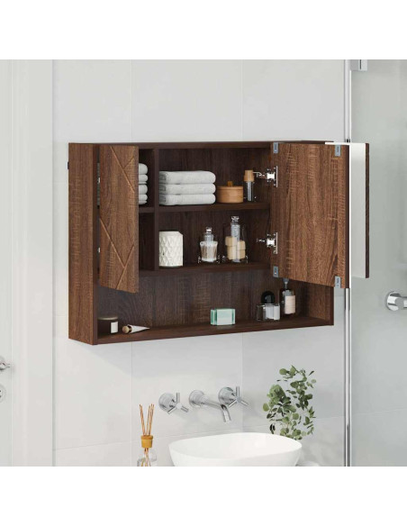 Mobiletto per specchio da bagno Rovere marrone 80 x 17 x 55 cm