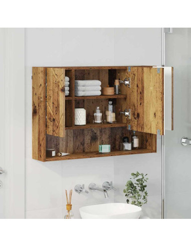 Mobiletto per specchio con porta Legno vecchio 80 x 17 x 55 cm