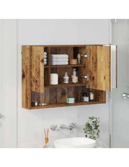 Mobiletto per specchio con porta Legno vecchio 80 x 17 x 55 cm