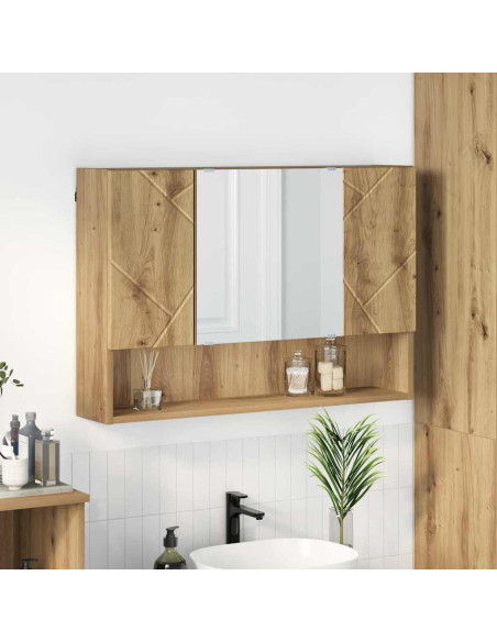 Mobiletto per specchio da bagno con porta rovere artigianale