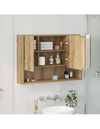 Mobiletto per specchio da bagno con porta rovere artigianale