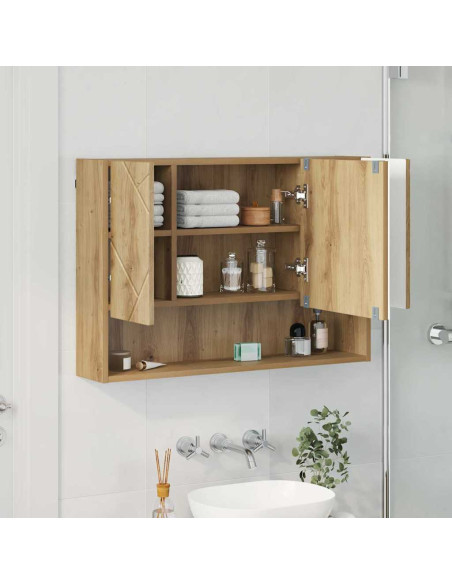 Mobiletto per specchio da bagno con porta rovere artigianale
