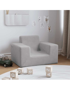 Divano per Bambini Grigio Chiaro in Morbido Peluche 2