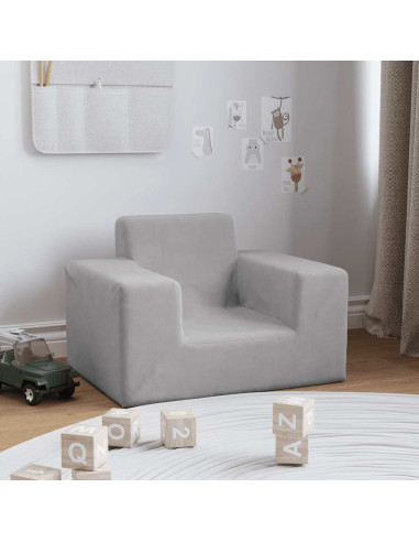 Divano per Bambini Grigio Chiaro in Morbido Peluche