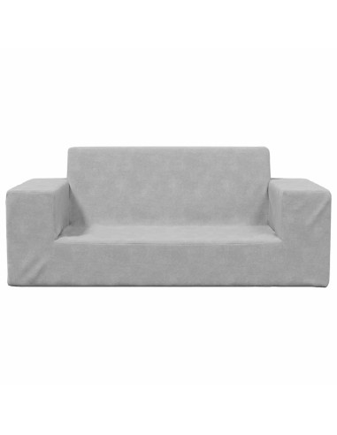 Divano per Bambini a 2 Posti Grigio Chiaro in Morbido Peluche