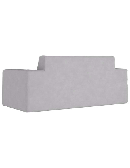 Divano per Bambini a 2 Posti Grigio Chiaro in Morbido Peluche