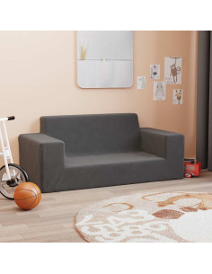 Divano per Bambini a 2 Posti Antracite in Morbido Peluche 2
