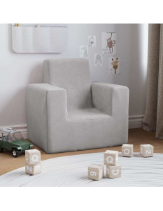 Divano per Bambini Grigio Chiaro in Morbido Peluche 2
