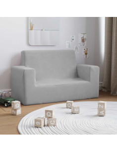 Divano per Bambini a 2 Posti Grigio Chiaro in Morbido Peluche 2