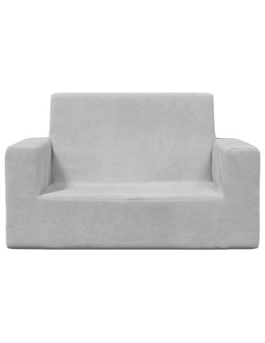 Divano per Bambini a 2 Posti Grigio Chiaro in Morbido Peluche