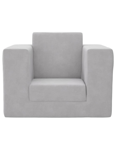 Divano per Bambini Grigio Chiaro in Morbido Peluche