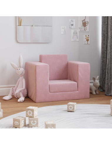Divano per Bambini Rosa in Morbido Peluche