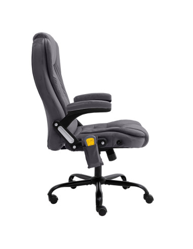 Sedia da Ufficio Massaggiante Grigio Scuro in Velluto