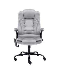 Sedia da Ufficio Massaggiante Grigio Chiaro in Velluto 2