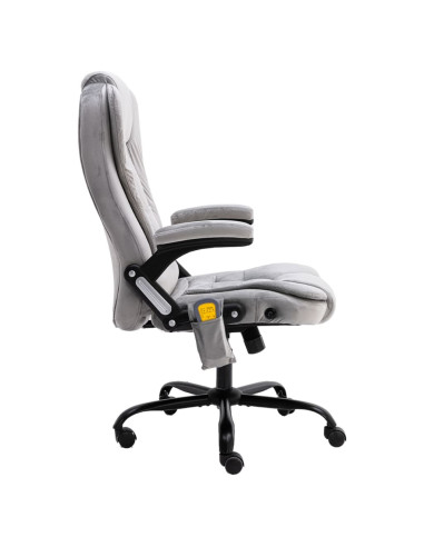 Sedia da Ufficio Massaggiante Grigio Chiaro in Velluto