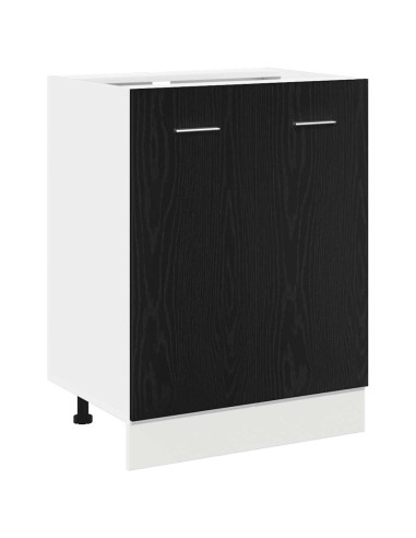 Mobile Base Rovere Nero 60x46x81,5 cm Legno Ingegnerizzato