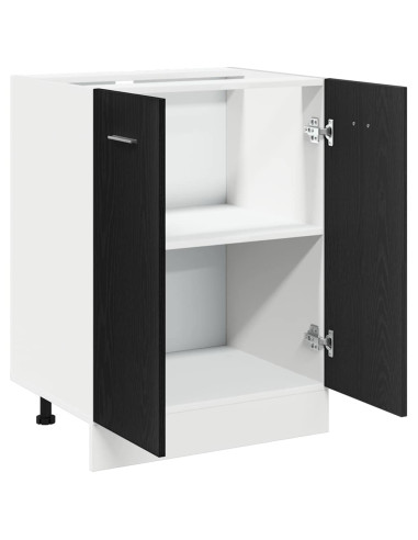 Mobile Base Rovere Nero 60x46x81,5 cm Legno Ingegnerizzato