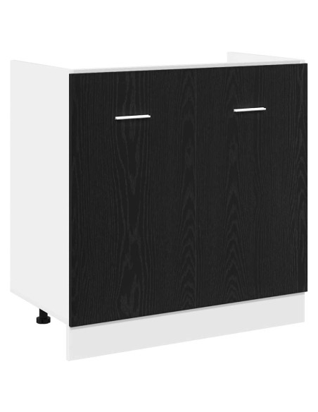 Mobile Sotto Lavello Rovere Nero 80x46x81,5 cm Legno Ingegnerizzato
