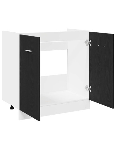 Mobile Sotto Lavello Rovere Nero 80x46x81,5 cm Legno Ingegnerizzato