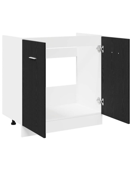 Mobile Sotto Lavello Rovere Nero 80x46x81,5 cm Legno Ingegnerizzato