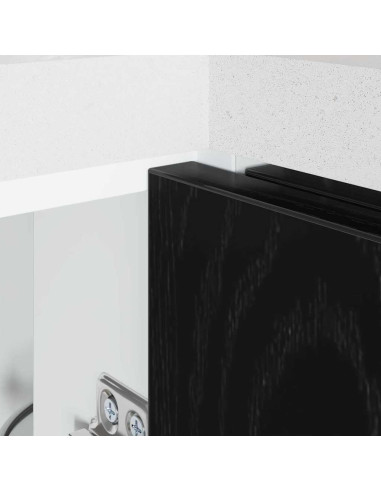 Mobile Base d'Angolo per Cucina con porta Riga Rovere nero