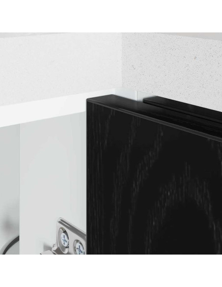 Mobile Base d'Angolo per Cucina con porta Riga Rovere nero