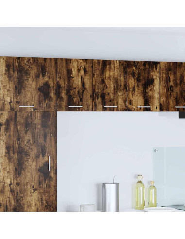 Armadio pensile con porta Riga 2 pcs Rovere Affumicato e Bianco