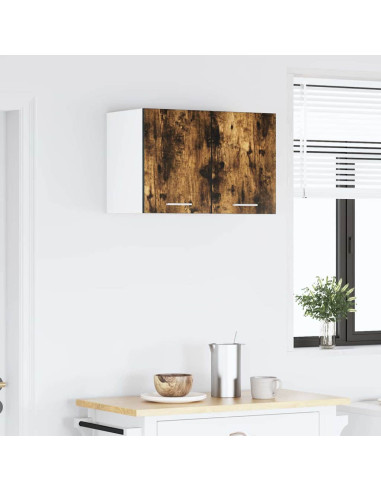 Armadio pensile con porta Riga 2 pcs Rovere Affumicato e Bianco