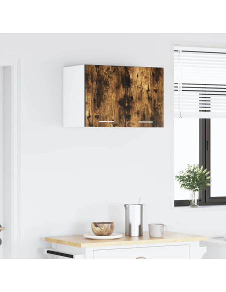 Armadio pensile con porta Riga 2 pcs Rovere Affumicato e Bianco