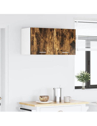 Armadio pensile con porta Riga 2 pcs Rovere Affumicato e Bianco