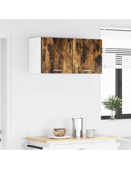 Armadio pensile con porta Riga 2 pcs Rovere Affumicato e Bianco