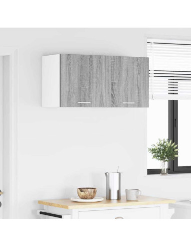 Armadio pensile Riga Grigio Sonoma e Bianco 40 x 31 x 40 cm