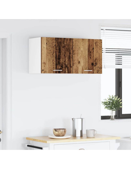 Armadio pensile con porta Riga 2 pcs Rovere Affumicato e Bianco