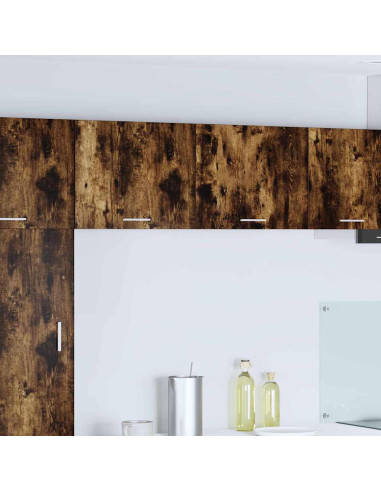 Armadio pensile con porta Riga 2 pcs Rovere Affumicato e Bianco