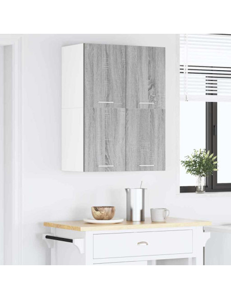 Armadio pensile Riga Grigio Sonoma e Bianco 60 x 31 x 40 cm