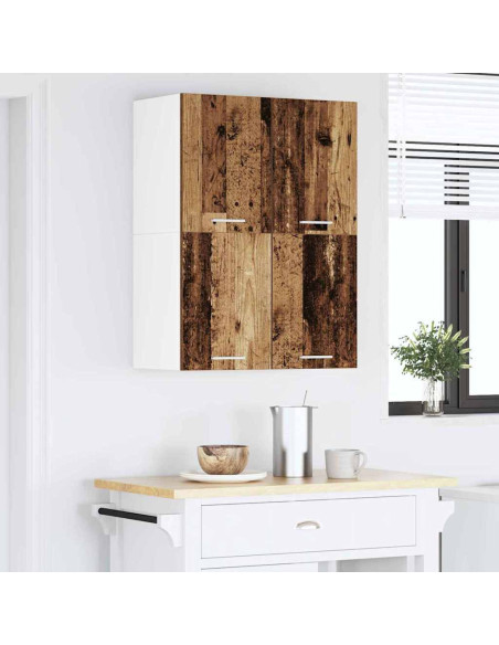 Armadio pensile con porta Riga 2 pcs Rovere Affumicato e Bianco