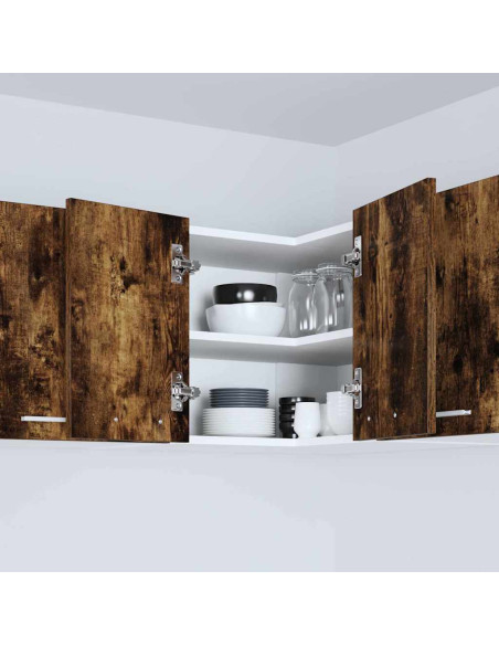 Armadio pensile Riga Rovere Affumicato e Bianco 57 x 57 x 40 cm