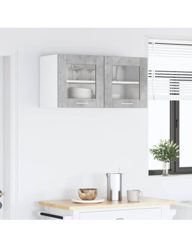 Armadio pensile Riga Grigio Cemento e Bianco 80 x 31 x 40 cm