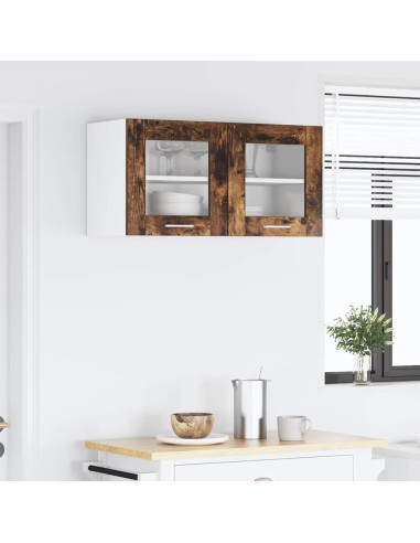 Armadio pensile Riga Rovere Affumicato e Bianco 80 x 31 x 40 cm