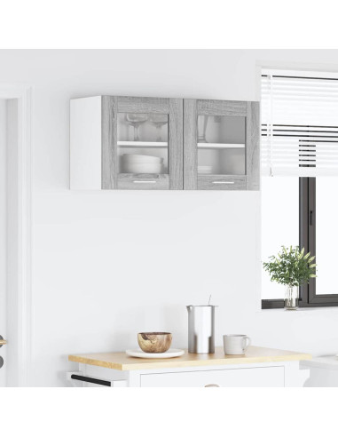 Armadio pensile Riga Grigio Sonoma e Bianco 80 x 31 x 40 cm