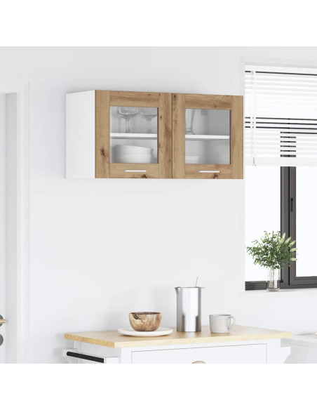Armadio pensile Rovere Artigiano e Bianco 80 x 31 x 40 cm
