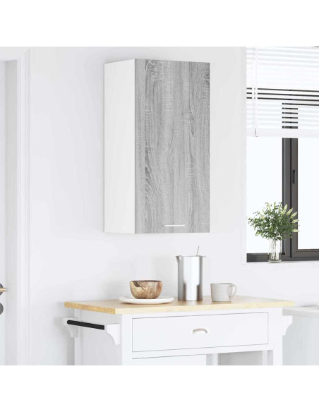 Armadio pensile Riga Grigio Sonoma e Bianco 40 x 31 x 80 cm